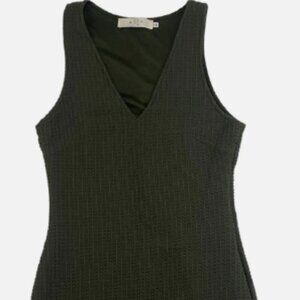 ASTR The Label Olive Green Plunge V-Neck Bodycon Pique Dress Sleeveless